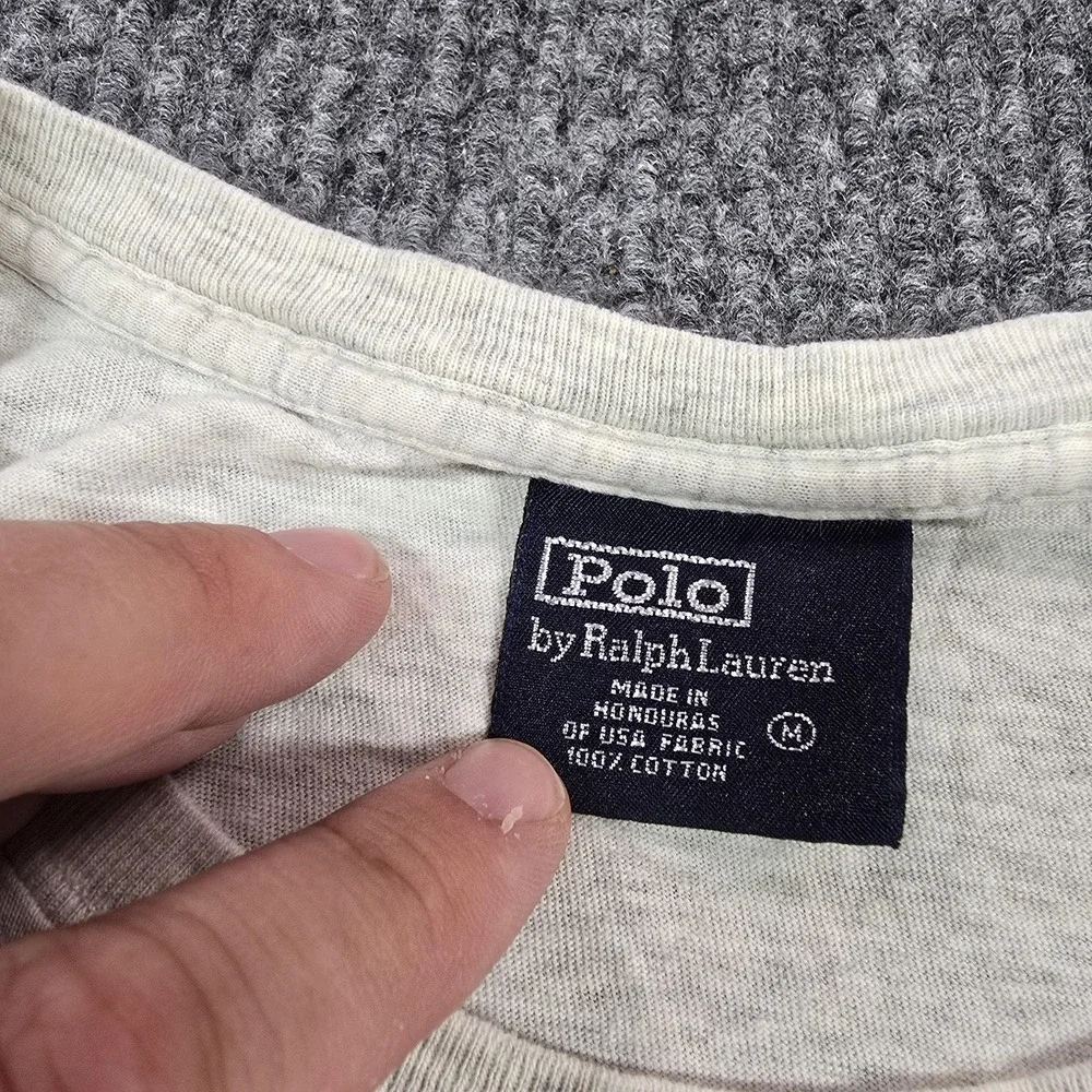 Vintage Polo Ralph Lauren Shirt Mens‎ Medium Gray Short Sleeve Pony Logo Tee Y2K